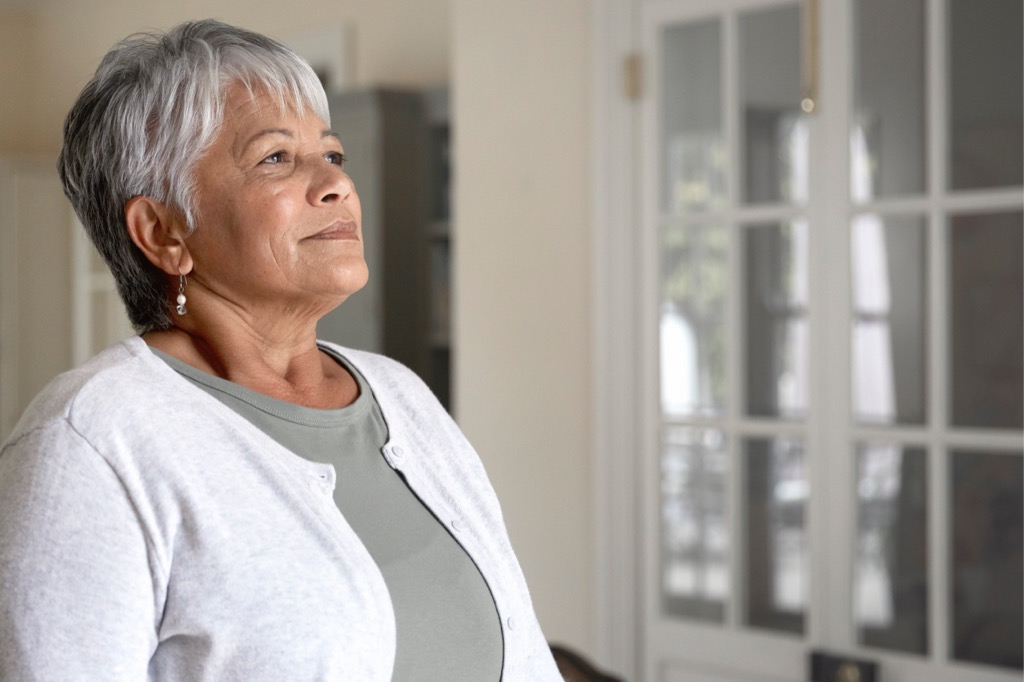 Thoughtful mature woman